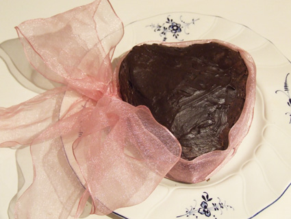 Valentine’s Day treat for lovers:  Diabetes friendly – moist Dark Chocolate cake for two with 100% chocolate icing.  