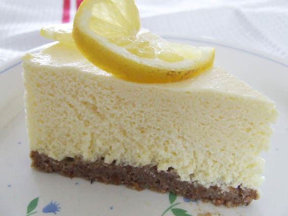 slice lemon quark fridge cheesecake -sugar free with stevia