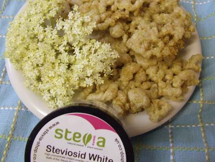 Battered deep fried Elderflower fritters with stevia