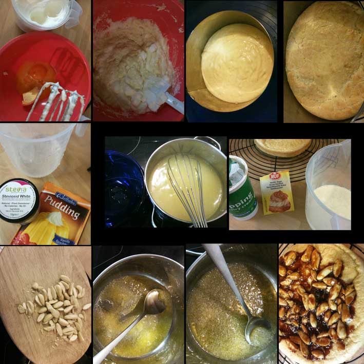 step by step bienenstich cake - bee sting cake sweetened stevia