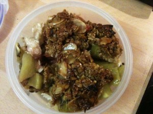 sugar free Kiwi Plum crumble with stevia-sweet, lunch box treat