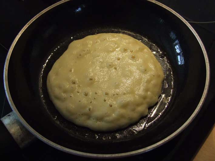 New dairy free pancakes suitable for Paleo's sweetened with Stevia in the pan