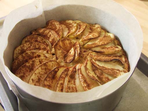 Paleo apple sauce cake sweetened with Stevia-in the pan