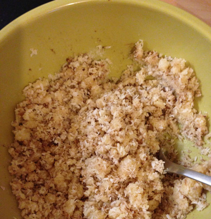 sugar free crumble mixed ingredients