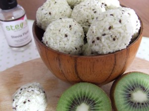 summer kiwi fruit coconut truffel recipe sweetened with stevia